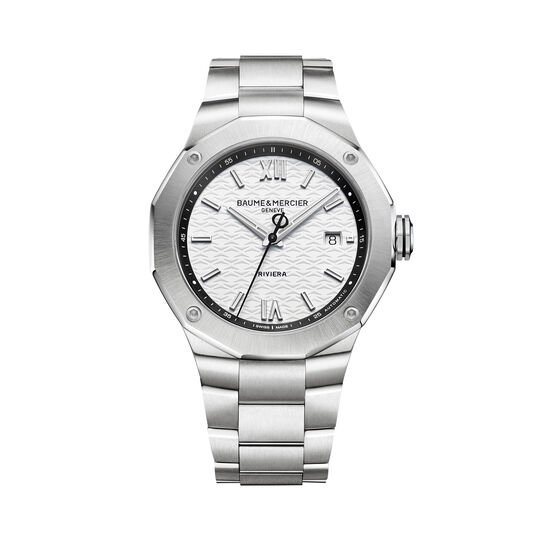 Men's Baume & Mercier Riviera Automatic 42 mm Stainless Steel Watch, front view image number 0